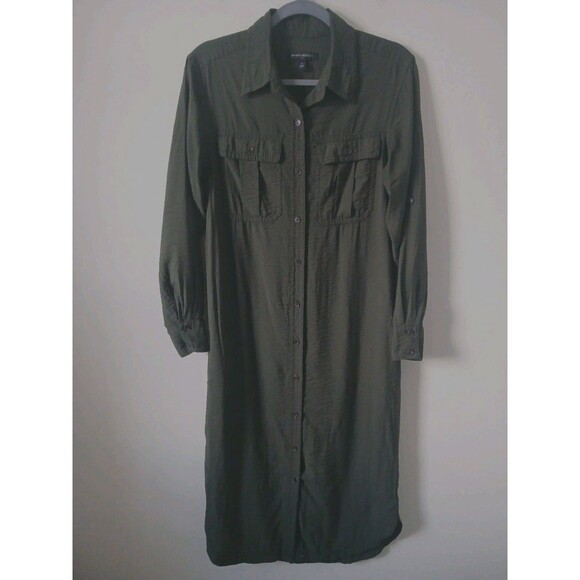Banana Republic Dresses & Skirts - Banana Republic Petite Olive Green Button Down Shirt Dress Size S